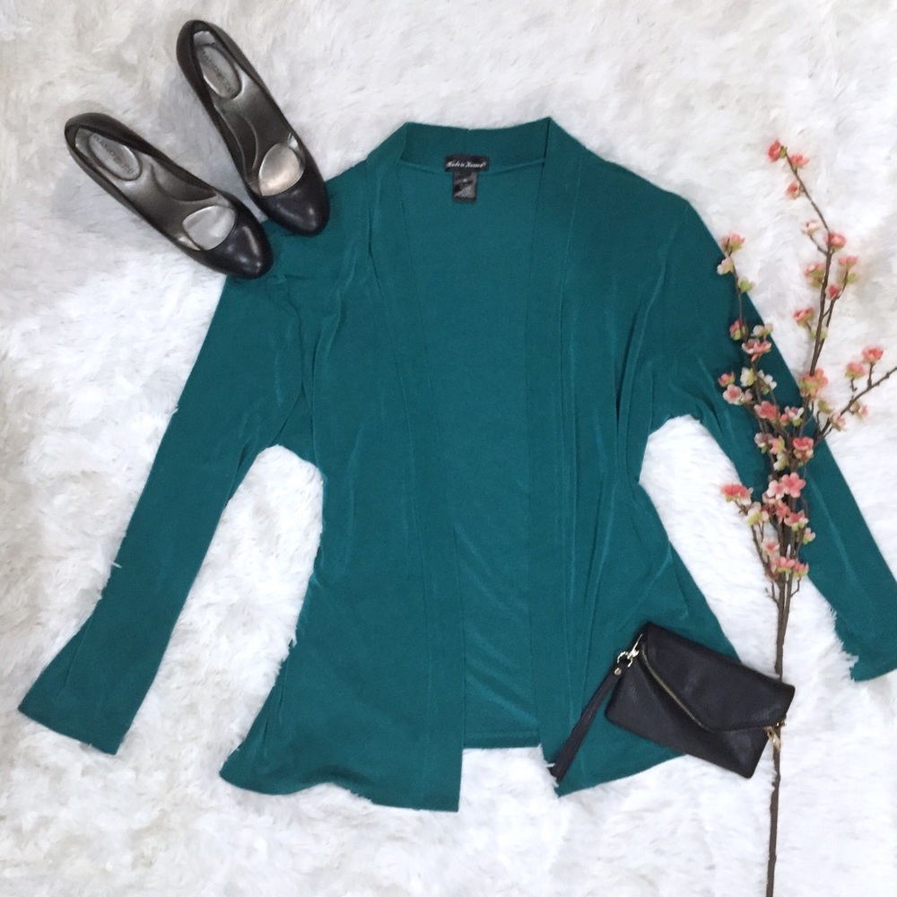 Retro Shoulder Pad Open Cardigan in Green SZ XL